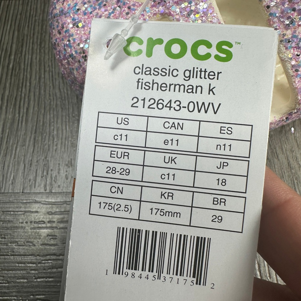 Crocs Fisherman Sandal Kids C11 Pink Glitter Sparkly Lightweight NEW - Picture 8 of 8